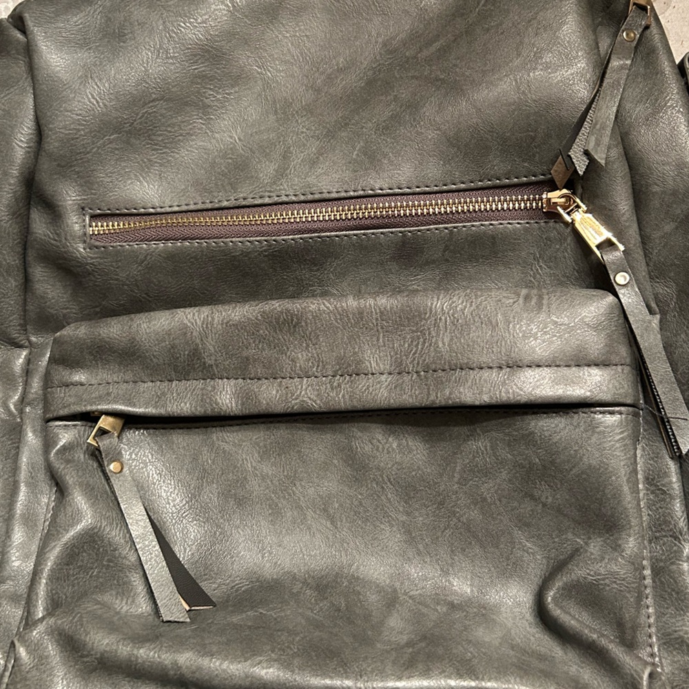 Gray Soft Surface Multifunctional Retro Backpack … - image 2